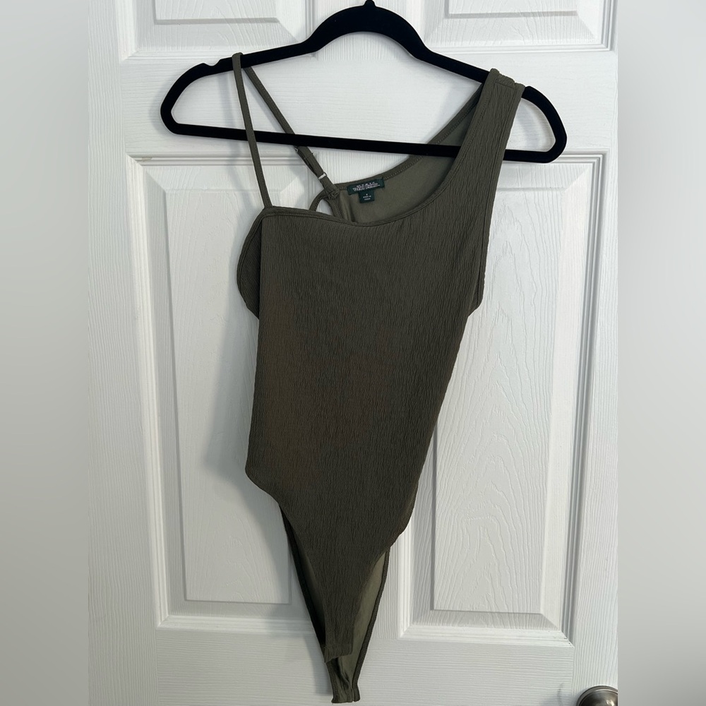 Wild Fable Asymmetrical Olive Bodysuit